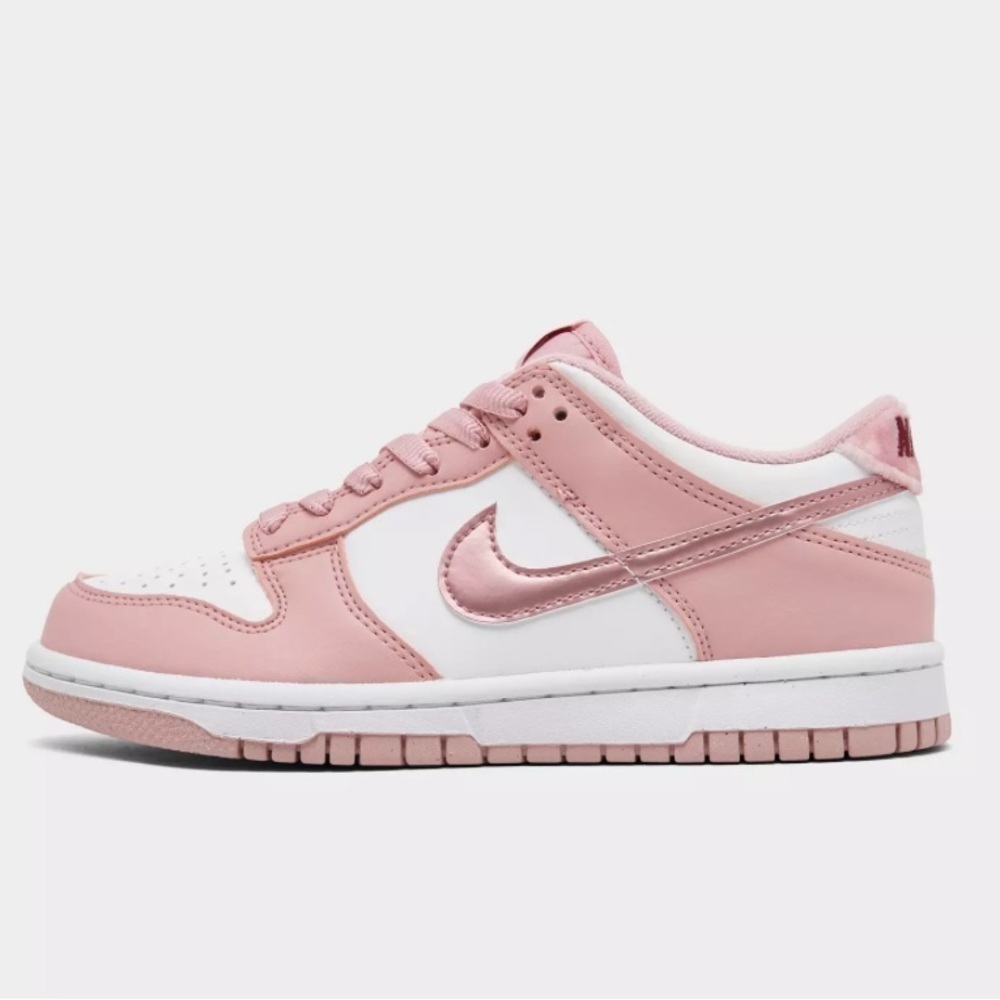 UGC BIG KIDS' NIKE DUNK LOW SNEAKERS Pink Glaze/White/Pomegranate Sz 4Y - Picture 2 of 11